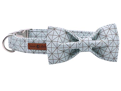 Lionet Paws Hundehalsband mit Fliege, Langlebiges Bequemes Baumwolle Halsband mit Metall Steckverschluss für Hunde und Katzen, Hals 18-28cm von lionet paws