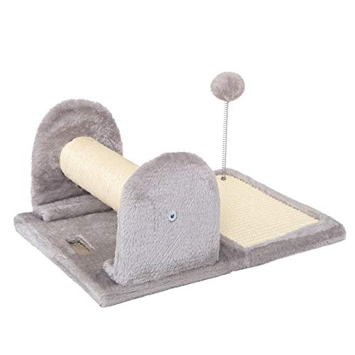 lionto Kratzbaum klein für Katzen mit schwingendem Plüschball & Kratzbrett, 40x30 cm, Katzenbaum mit Sisalseil, weichem Plüsch & robuster Kratzstange, für kleine & große Katzen geeignet, hellgrau lionto Kratzbaum klein für Katzen mit schwingendem Plüschball & Kratzbrett, 40x30 cm, Katzenbaum mit Sisalseil, weichem Plüsch & robuster Kratzstange, für kleine & große Katzen geeignet, hellgrau von lionto
