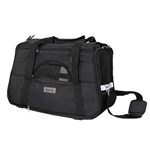 lionto Faltbare Hundetasche Hundebox Reisetasche für Haustiere Hundetransportbox Flugzeugtasche für Hunde, schwarz von lionto
