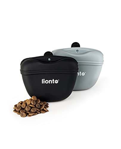 lionto Hunde Futterbeutel Leckerliebeutel aus Silikon Trainingsbeutel mit Magnetverschluss Snackbeutel, 2er Set von lionto