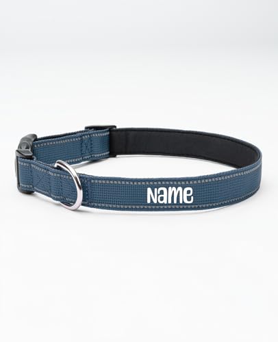 lionto Hundehalsband personalisiert aus strapazierfähigem Nylon, Größe XL, reflektierendes Halsband für Hunde mit Name oder Telefonnummer, Metallring & stufenloser Schieber, blau (Wunschaufdruck) lionto Hundehalsband personalisiert aus strapazierfähigem Nylon, Größe XL, reflektierendes Halsband für Hunde mit Name oder Telefonnummer, Metallring & stufenloser Schieber, blau (Wunschaufdruck) von lionto