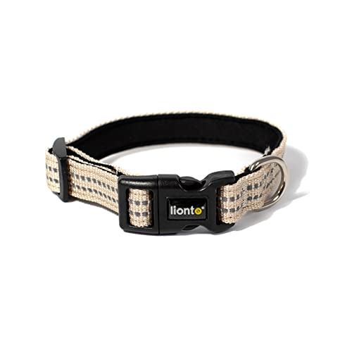 lionto Hundehalsband gepolstert Halsband Nylon reflektierend wasserfest verstellbar, Größe XS, beige von lionto
