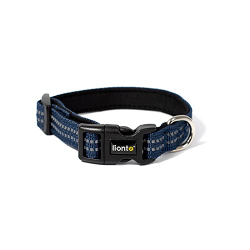 lionto Hundehalsband gepolstert Halsband Nylon reflektierend wasserfest verstellbar, Größe XS, blau von lionto