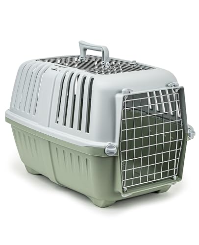 lionto Hundetransportbox aus Kunststoff mit Metallgitter, 58,5x35,5x40 cm, Transportbox mit praktischem Schließsystem & Tragegriff, auch geeignet für Katzen & Kleintiere, für Haustiere bis 15kg, grün lionto Hundetransportbox aus Kunststoff mit Metallgitter, 58,5x35,5x40 cm, Transportbox mit praktischem Schließsystem & Tragegriff, auch geeignet für Katzen & Kleintiere, für Haustiere bis 15kg, grün von lionto