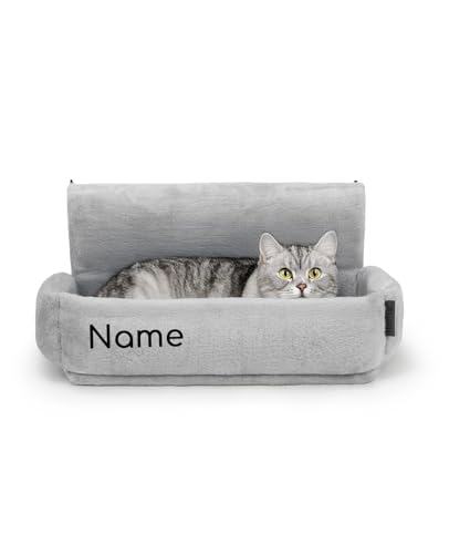 lionto Katzenheizungsliege mit kuscheligem Plüschbezug, Katzenbett zum Einhängen mit Metallhaken für alle gängigen Heizungen, waschbare und gemütliche Katzenhängematte, hellgrau (Namensaufdruck) lionto Katzenheizungsliege mit kuscheligem Plüschbezug, Katzenbett zum Einhängen mit Metallhaken für alle gängigen Heizungen, waschbare und gemütliche Katzenhängematte, hellgrau (Namensaufdruck) von lionto