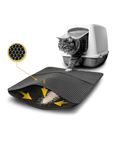 lionto Katzenstreumatte für Katzentoilette mit Anti-Rutsch-Beschichtung, 61x38x1,3 cm, Katzenklomatte wasserdicht & leicht zu reinigen, effektive Aufnahme von Katzenstreu im Bienenwabendesign, schwarz lionto Katzenstreumatte für Katzentoilette mit Anti-Rutsch-Beschichtung, 61x38x1,3 cm, Katzenklomatte wasserdicht & leicht zu reinigen, effektive Aufnahme von Katzenstreu im Bienenwabendesign, schwarz von lionto