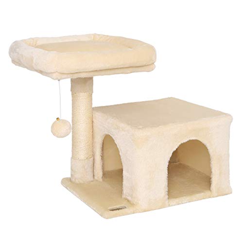 lionto Kratzbaum für Katzen mit gemütliche Liegefläche & Höhle, Höhe 50 cm, Katzenbaum mit Plüschball inkl. Glöckchen, Sisalseil & weichem Plüsch, für kleine & große Katzen geeignet, beige lionto Kratzbaum für Katzen mit gemütliche Liegefläche & Höhle, Höhe 50 cm, Katzenbaum mit Plüschball inkl. Glöckchen, Sisalseil & weichem Plüsch, für kleine & große Katzen geeignet, beige von lionto