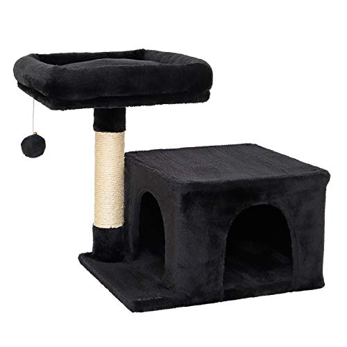 lionto Kratzbaum für Katzen mit gemütliche Liegefläche & Höhle, Höhe 50 cm, Katzenbaum mit Plüschball inkl. Glöckchen, Sisalseil & weichem Plüsch, für kleine & große Katzen geeignet, schwarz lionto Kratzbaum für Katzen mit gemütliche Liegefläche & Höhle, Höhe 50 cm, Katzenbaum mit Plüschball inkl. Glöckchen, Sisalseil & weichem Plüsch, für kleine & große Katzen geeignet, schwarz von lionto