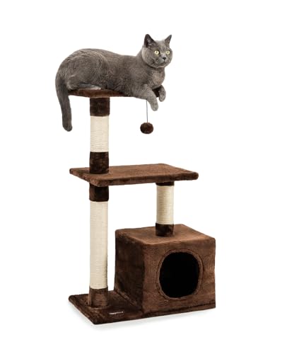 lionto Kratzbaum für Katzen mit Höhle und Plüschball inkl. Glöckchen, Höhe 85 cm, Katzenbaum mit Sisal & Plüsch, gemütliche Liegeflächen & Höhle, für kleine & große Katzen geeignet, braun lionto Kratzbaum für Katzen mit Höhle und Plüschball inkl. Glöckchen, Höhe 85 cm, Katzenbaum mit Sisal & Plüsch, gemütliche Liegeflächen & Höhle, für kleine & große Katzen geeignet, braun von lionto
