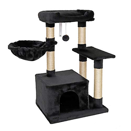 lionto Kratzbaum für Katzen mit Plüschball & Liegemulde, Höhe 85 cm, Katzenbaum mit Sisal & Plüsch, gemütliche Liegefläche & Höhle, inkl. Wandhalterung, für kleine & große Katzen geeignet, schwarz lionto Kratzbaum für Katzen mit Plüschball & Liegemulde, Höhe 85 cm, Katzenbaum mit Sisal & Plüsch, gemütliche Liegefläche & Höhle, inkl. Wandhalterung, für kleine & große Katzen geeignet, schwarz von lionto
