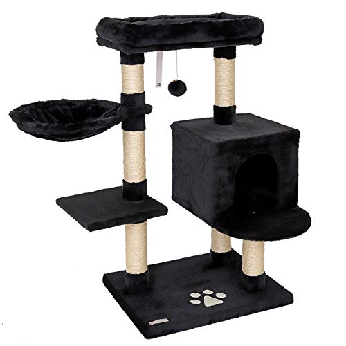 lionto Kratzbaum für Katzen mit Plüschball inkl. Glöckchen & Wandhalterung, Höhe 93 cm, Katzenbaum mit Sisal & Plüsch, gemütliche Liegefläche & Höhlen, für kleine & große Katzen geeignet, schwarz lionto Kratzbaum für Katzen mit Plüschball inkl. Glöckchen & Wandhalterung, Höhe 93 cm, Katzenbaum mit Sisal & Plüsch, gemütliche Liegefläche & Höhlen, für kleine & große Katzen geeignet, schwarz von lionto