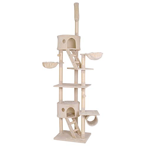 lionto Kratzbaum XXL für Katzen mit Sisal & Plüsch, Höhe 230-250 cm, Katzenbaum mit Plüschbällen inkl. Glöckchen & Hängematten, Tunnel & Höhlen, für kleine & große Katzen geeignet, beige lionto Kratzbaum XXL für Katzen mit Sisal & Plüsch, Höhe 230-250 cm, Katzenbaum mit Plüschbällen inkl. Glöckchen & Hängematten, Tunnel & Höhlen, für kleine & große Katzen geeignet, beige von lionto