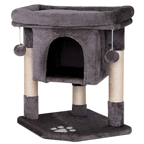 lionto Kratzbaum für Katzen mit Höhle & 2 Plüschballen inkl. Glöckchen, Höhe 60 cm, Katzenbaum mit robustem Sisalseil & weichem Plüsch, gemütliche Liegefläche, für kleine & große Katzen, dunkelgrau lionto Kratzbaum für Katzen mit Höhle & 2 Plüschballen inkl. Glöckchen, Höhe 60 cm, Katzenbaum mit robustem Sisalseil & weichem Plüsch, gemütliche Liegefläche, für kleine & große Katzen, dunkelgrau von lionto