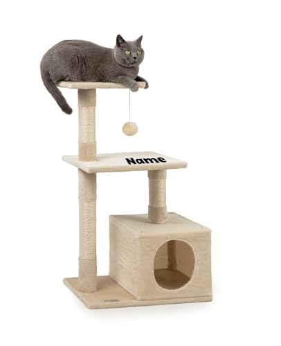 lionto Kratzbaum für Katzen mit Höhle und Plüschball inkl. Glöckchen, Höhe 85 cm, Katzenbaum mit Sisal & Plüsch, gemütliche Liegeflächen & Höhle, für kleine & große Katzen, beige (Namensaufdruck) lionto Kratzbaum für Katzen mit Höhle und Plüschball inkl. Glöckchen, Höhe 85 cm, Katzenbaum mit Sisal & Plüsch, gemütliche Liegeflächen & Höhle, für kleine & große Katzen, beige (Namensaufdruck) von lionto