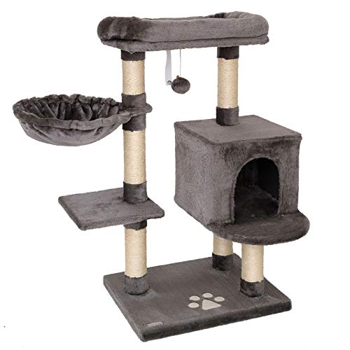 lionto Kratzbaum für Katzen mit Plüschball inkl. Glöckchen & Wandhalterung, Höhe 93 cm, Katzenbaum mit Sisal & Plüsch, gemütliche Liegefläche & Höhlen, für kleine & große Katzen geeignet, dunkelgrau lionto Kratzbaum für Katzen mit Plüschball inkl. Glöckchen & Wandhalterung, Höhe 93 cm, Katzenbaum mit Sisal & Plüsch, gemütliche Liegefläche & Höhlen, für kleine & große Katzen geeignet, dunkelgrau von lionto