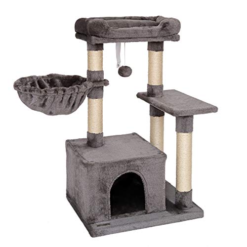 lionto Kratzbaum für Katzen mit Plüschball & Liegemulde, Höhe 85 cm, Katzenbaum mit Sisal & Plüsch, gemütliche Liegefläche & Höhle, inkl. Wandhalterung, für kleine & große Katzen geeignet, dunkelgrau lionto Kratzbaum für Katzen mit Plüschball & Liegemulde, Höhe 85 cm, Katzenbaum mit Sisal & Plüsch, gemütliche Liegefläche & Höhle, inkl. Wandhalterung, für kleine & große Katzen geeignet, dunkelgrau von lionto