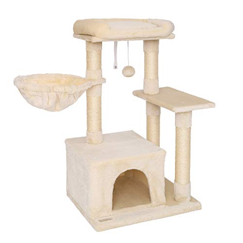 lionto Kratzbaum für Katzen mit Plüschball & Liegemulde, Höhe 85 cm, Katzenbaum mit Sisal & Plüsch, gemütliche Liegefläche & Höhle, inkl. Wandhalterung, für kleine & große Katzen geeignet, beige lionto Kratzbaum für Katzen mit Plüschball & Liegemulde, Höhe 85 cm, Katzenbaum mit Sisal & Plüsch, gemütliche Liegefläche & Höhle, inkl. Wandhalterung, für kleine & große Katzen geeignet, beige von lionto