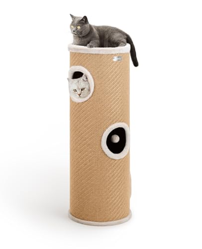 lionto Kratztonne aus Jute mit Spielball & Plüschrand, Höhe 100 cm, Stabiler Kratzbaum für kleine & große Katzen, perfekte Krallenpflege & Beschäftigung, viele Versteckmöglichkeiten, Ø 36 cm, beige lionto Kratztonne aus Jute mit Spielball & Plüschrand, Höhe 100 cm, Stabiler Kratzbaum für kleine & große Katzen, perfekte Krallenpflege & Beschäftigung, viele Versteckmöglichkeiten, Ø 36 cm, beige von lionto