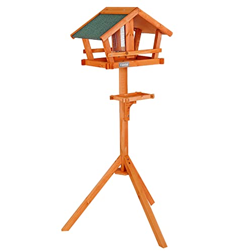 lionto Vogelhaus Futterhaus für Vögel mit wetterfestem Dach und Ständer Futterstation für Vögel Vogelfutterhaus aus Holz Futtersilo für Vögel von lionto