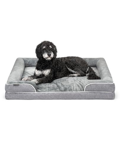 lionto orthopädisches Hundebett + erhöhter Rand, 106x80x17 cm, Hundekissen robust mit weichem Flanell, Bezug abnehmbar & waschbar, rutschfest, für kleine & große Hunde + Katzen, grau lionto orthopädisches Hundebett + erhöhter Rand, 106x80x17 cm, Hundekissen robust mit weichem Flanell, Bezug abnehmbar & waschbar, rutschfest, für kleine & große Hunde + Katzen, grau von lionto