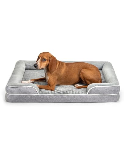 lionto orthopädisches Hundebett + erhöhter Rand, 97x71x17 cm, Hundekissen robust mit weichem Flanell, Bezug abnehmbar & waschbar, rutschfest, für kleine & große Hunde + Katzen, grau lionto orthopädisches Hundebett + erhöhter Rand, 97x71x17 cm, Hundekissen robust mit weichem Flanell, Bezug abnehmbar & waschbar, rutschfest, für kleine & große Hunde + Katzen, grau von lionto
