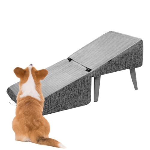 lisutupode Faltbare Hunde Stufen 32cm Holz Faltbare Hunderampe Für Sofa Rutschfesten Leichte Portable Höhenverstellbare Weichen Gewicht 1834g Für Bett,Couch,Auto Für Haustiere Jeden Alters von lisutupode