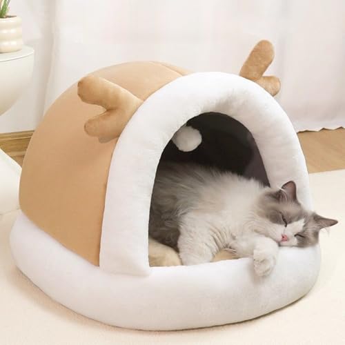 lisutupode Katzenbett Höhle | Warmes Katzenbett Überzogenes Haustiernest,rutschfeste Winter Möbel Haustierzubehör Für Kitten Welpe Innen Außen Schlafzimmer Wohnzimmer Beruhigend von lisutupode