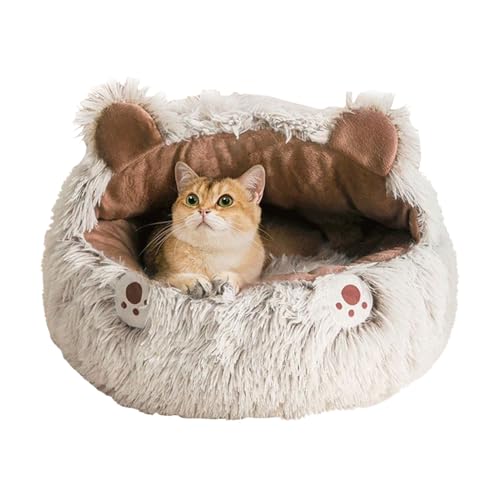 lisutupode Katzenbetthaus, halbgeschlossene Katzenhöhle, Haustierbett, rutschfest, warmes Nest, Haustierzubehör zum Schlafen im Winter, kleine Hunde, Welpen, Wohnzimmer, Schlafzimmer, Zuhause von lisutupode