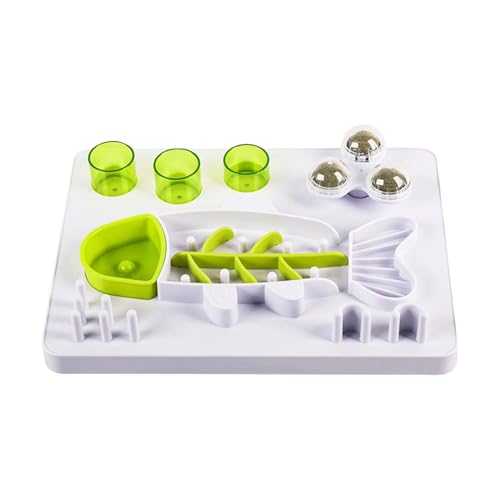 lisutupode Puzzle Slow Feeder Hundenäpfe – Fischform Slow Feeder Puzzle Hundenapf | mit 3 rotierenden Katzenminzenbällen, rutschfeste Unterseite, Leckerli-Spielzeug für Welpen, Kätzchen, Katzen von lisutupode