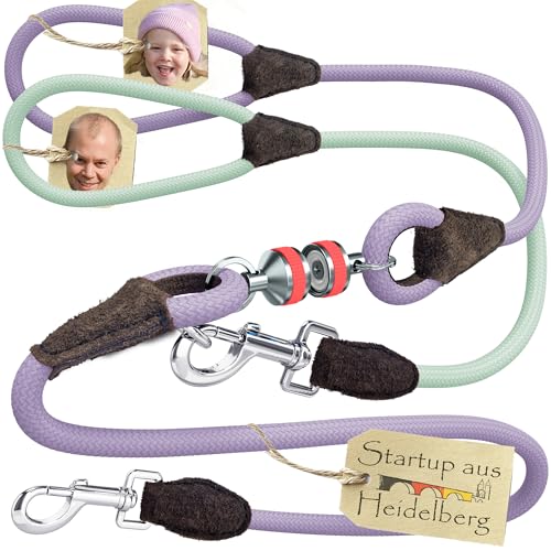 little Captain Zauberleine | kindersichere Hundeleine mit Magnetschlaufe | auch für Schul-, Therapie- und Begleithunde (Flieder Lila - Mint) von little Captain