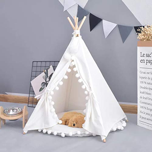 little dove Dog Teepee Tent House and Tent with Lace for Dog or Pet, Removable and Washable with Mattress (L) von little dove