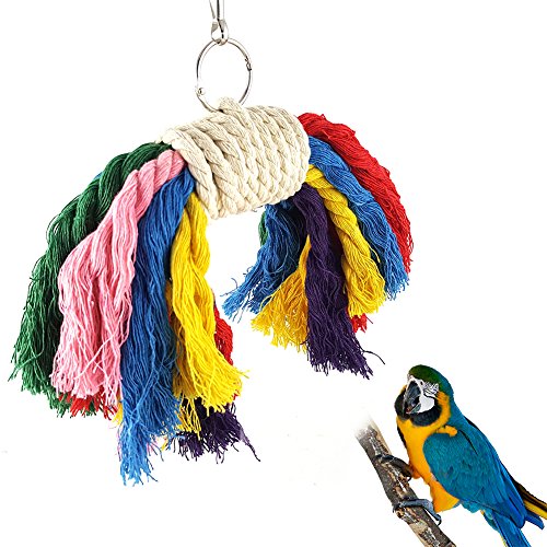 Little Finger Papageien-Spielzeug, mehrfarbig, aus Baumwollseil, für Vögel, zum Kauen, Klettern, Beißen von little finger