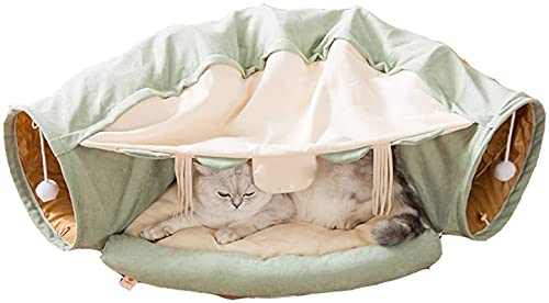 Katzen Hängematte Katzenhängematte, Katzentunnelbett mit Kissenmatte, zusammenklappbares Katzentunnelspielzeug, Spitzenloch-Versteckhaus für Katzenwelpenkätzchen llxyzrzbhd713(Color:D) von llxyzrzbhd