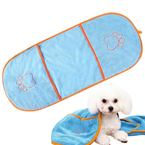 lomdung Hundehandtuch, Mikrofaser Haustier Badetuch, Handtuch Hund mit Extra Saugfähig, 65x25 cm, Verdickt und Hautfreundlich, für Kleine Mittelgroße Große Hunde Oder Andere Haustiere von lomdung