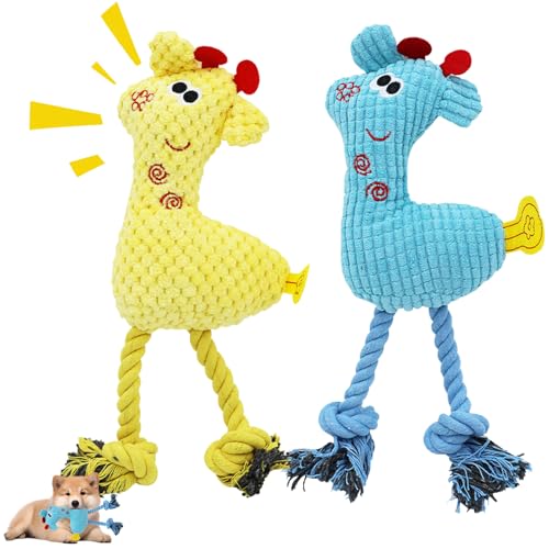 lomdung Hundespielzeug, Unzerstörbares Dog Toys, Rehkitz Plüsch Hundespielzeug, Quietschspielzeug für Hunde, Plüschtier Dog Toys, Geeignet für Kleine, Mittelgroße und Große Hunde(Blau Gelb) von lomdung