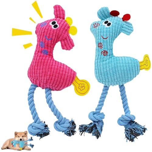 lomdung Hundespielzeug, Unzerstörbares Dog Toys, Rehkitz Plüsch Hundespielzeug, Quietschspielzeug für Hunde, Plüschtier Dog Toys, Geeignet für Kleine, Mittelgroße und Große Hunde(Blau Rosa) von lomdung