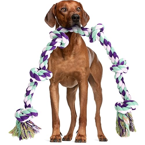 Hundespielzeug für große Hunde – 107,7 cm, 6 Knoten, unzerstörbares Hundespielzeug, Hundespielzeug für aggressive Kauer, robustes Kauspielzeug für Hunde, Tauziehen, Seilspielzeug, langlebiges Hundespielzeug für große Hunde – 107,7 cm, 6 Knoten, unzerstörbares Hundespielzeug, Hundespielzeug für aggressive Kauer, robustes Kauspielzeug für Hunde, Tauziehen, Seilspielzeug, langlebiges von loncoldy