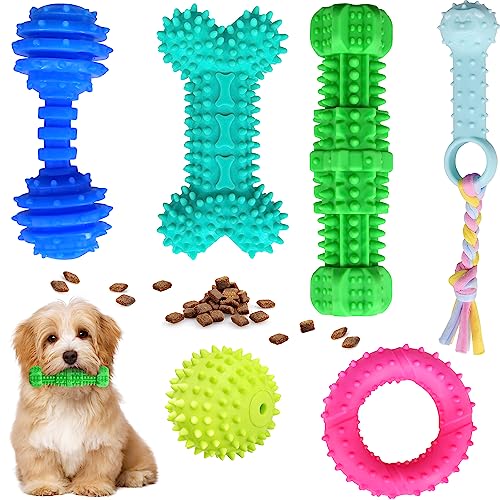 loncoldy Kauspielzeug für Hunde, 6 Stück, Welpen-Kauspielzeug zum Zahnen, quietschendes Hundespielzeug, Haustier-Zahnbürste, Angstlinderung, interaktives Hundespielzeug für Welpen und kleine Hunde loncoldy Kauspielzeug für Hunde, 6 Stück, Welpen-Kauspielzeug zum Zahnen, quietschendes Hundespielzeug, Haustier-Zahnbürste, Angstlinderung, interaktives Hundespielzeug für Welpen und kleine Hunde von loncoldy