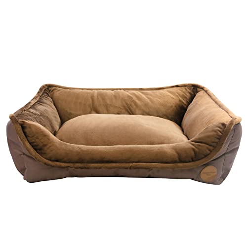 Long Rich Strapazierfähiges Hunde-Sofa, superweich, waschbar, rechteckig, Plüsch, für Hunde und Katzen, mit Rutschfester Oxford-Unterseite (59,9 x 50 x 18 cm, Braun) von long rich