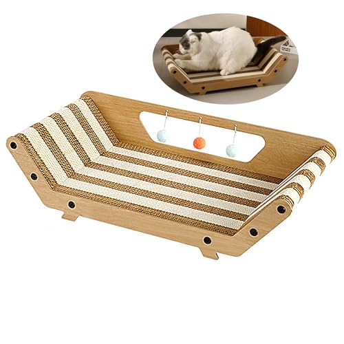 Cat Couch Bed Pad, Cat Scratching Board Cat Sofa for Indoor Cats Scratcher Chaise Corrugated Cat Scratcher Bed Pet Toy (A) von longjunjunfashion