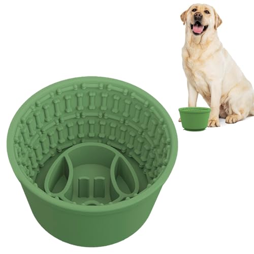 Silikon Slow Feeder Hundenapf für große Rassen, Silikon Anti-Ersticken Slow Food Schüssel für Hunde zur Ablenkung, Angstlinderung & Anreicherung (Grün, L) von longjunjunfashion