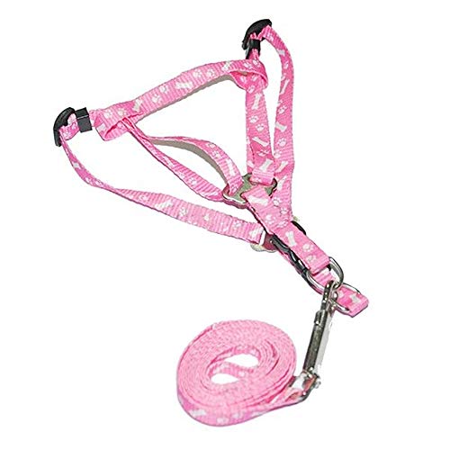 longyitrade Hundeleine Hundegeschirr Halsband Mode Knochenhalsband Sicherheit Pfote Druck Traktionsseil Bones Paws Pink Bones Paws Pink 0.4 von longyitrade