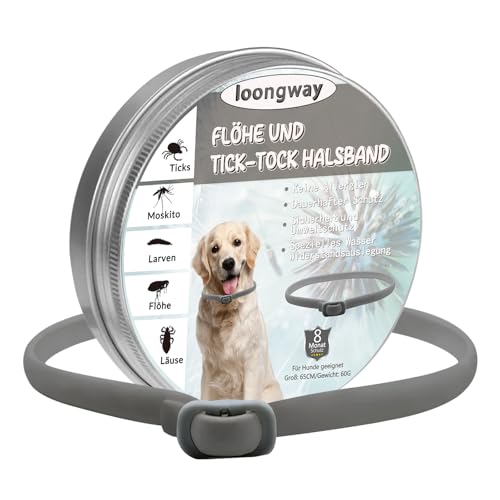 loongway Verstellbares Insektenhalsband für Hunde, natürliche und sichere Formel, sanfte Abwehrwirkung,65cm, geeignet für alle Hunde, wasserfest, Schutz bis zu 8 Monate von loongway