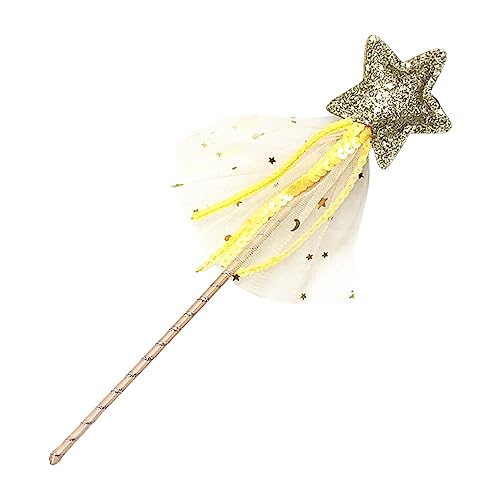 lopituwe Cat Teaser Craftsmanship Kids Sticks Fünfzackiger Stern Schönes Weihnachtskostüm Mädchen Zauberstab Süßes Design Angel Stick, Gold von lopituwe