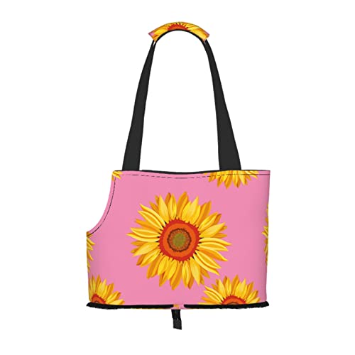 Aquarell-Sonnenblumen-Sommerrosa, weiche Seiten-Reise-Haustier-Tragetasche, Handtasche, tragbare kleine Haustier-Tragetasche, Umhängetasche von losolese