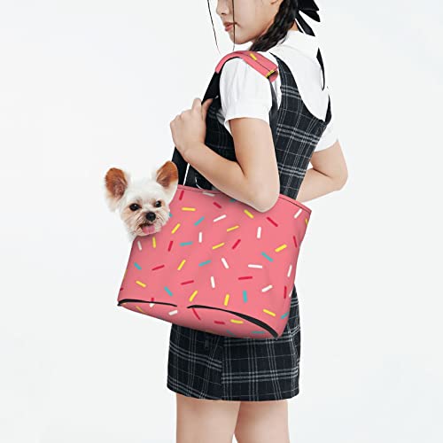 Pink Donut Glaze, weiche Seitentasche für die Reise, Tragetasche für Haustiere, Handtasche, tragbare kleine Tragetasche für Haustiere, Umhängetasche von losolese