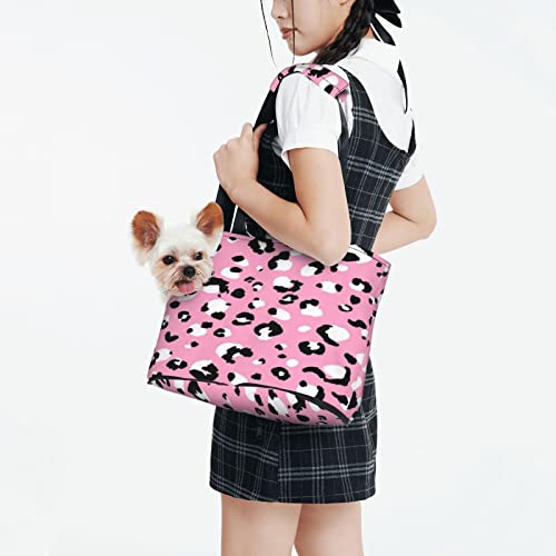 Schwarze und weiße Punkte auf rosa, weiche Seiten, Reise-Haustier-Tragetasche, Handtasche, tragbare kleine Haustier-Tragetasche, Umhängetasche von losolese