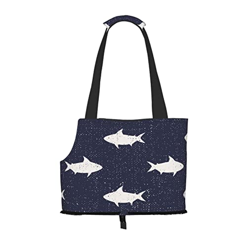 Sharks Nautical Sea Navy, weiche Seiten-Reise-Haustiertragetasche, Handtasche, tragbare kleine Haustiertrage-Umhängetasche von losolese