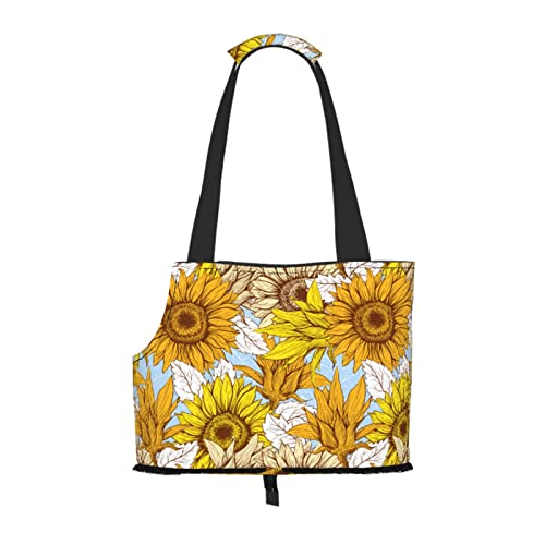 Sommer-Blumen-Sonnenblumen-Liebe, weiche Seiten-Reise-Haustier-Tragetasche, Handtasche, tragbare kleine Haustier-Tragetasche, Umhängetasche von losolese