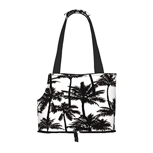 Tropische Schwarze Palme, weiche Seiten-Reise-Haustiertrage-Tragetasche, Handtasche, tragbare kleine Haustiertrage-Umhängetasche von losolese